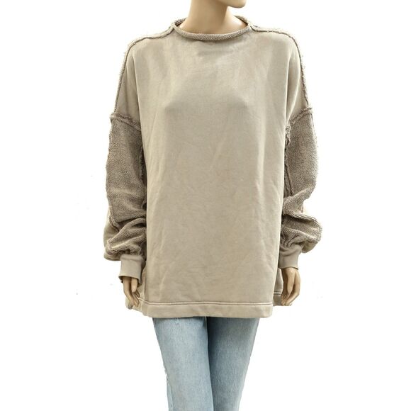 Free People We The Free Romy Roll Neck Sweatshirt Pullover Top Cotton L 284403